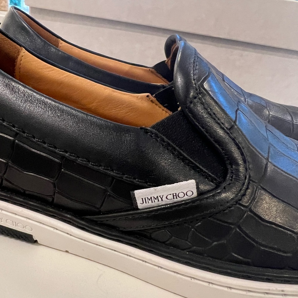 NIB Jimmy Choo croc embossed leather Grove sneakers size 39.5